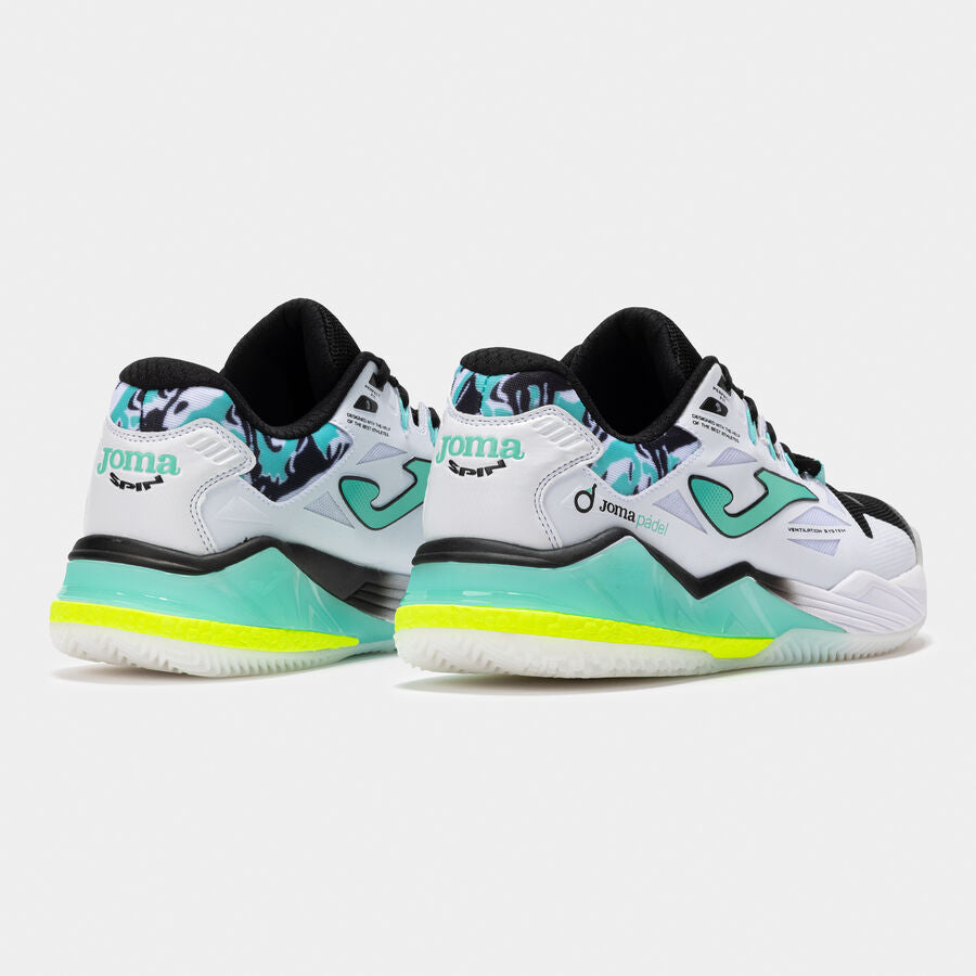 TENIS JOMA SPIN MEN 2542 WHITE TURQUOISE PADEL